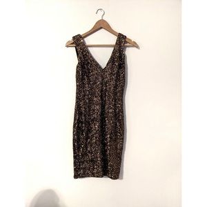 Dress the Population Brown Sequin Dress Size M